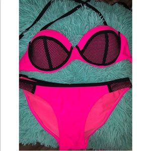 Hot pink 2 piece bathing suit size XS